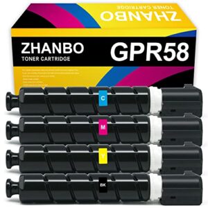 zhanbo remanufactured gpr58 gpr-58 toner cartridges replacement for canon 58 imagerunner advance c256 c356 dx-c257 dx-c357 dx-c359if dx-c259if printers - 23k & 18k pages (high yield 4 pack)