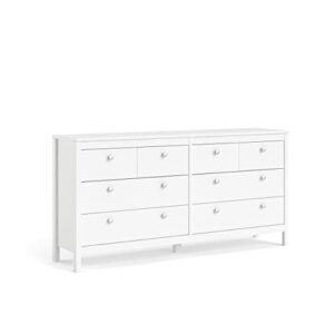 tvilum 8 drawer double dresser, white