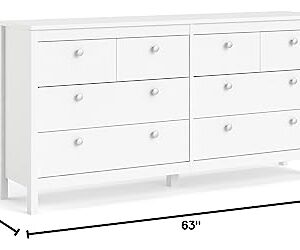 Tvilum 8 Drawer Double Dresser, White