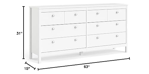 Tvilum 8 Drawer Double Dresser, White