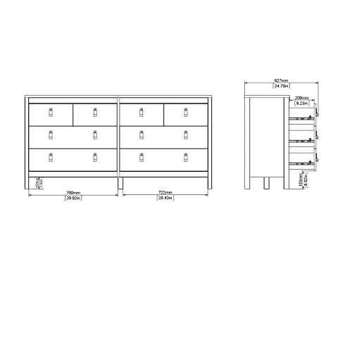 Tvilum 8 Drawer Double Dresser, White