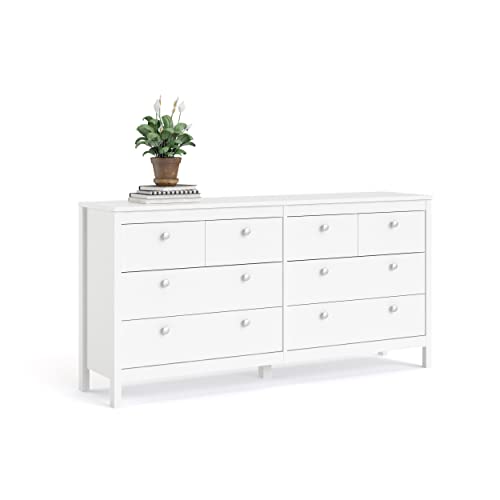 Tvilum 8 Drawer Double Dresser, White