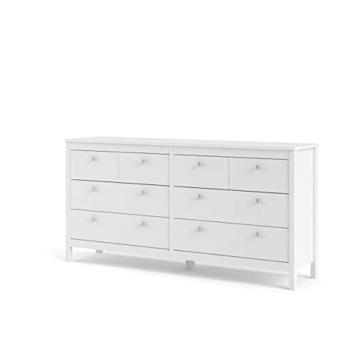 Tvilum 8 Drawer Double Dresser, White