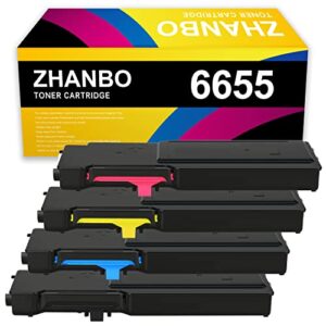 zhanbo 4pk remanfactured 6655 (106r02744 106r02745 106r02746 106r02747) high yield toner cartridge replacement for xerox workcentre 6655 6655i