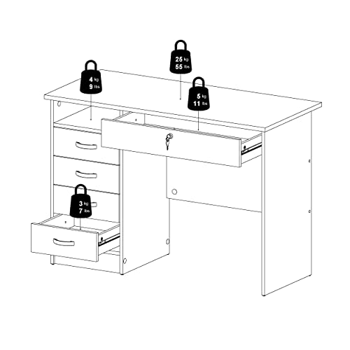 Tvilum 5 Drawers Desk, Truffle