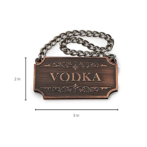 Decanter Tags Copper Set of 8 for Alcohol - The Wine Savant - Bottle - Whiskey, Scotch, Bourbon, Gin, Rum, Vodka, Tequila and Brandy, Fits All Bottles, Great Home Gift,Gifts for Dad…