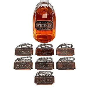 Decanter Tags Copper Set of 8 for Alcohol - The Wine Savant - Bottle - Whiskey, Scotch, Bourbon, Gin, Rum, Vodka, Tequila and Brandy, Fits All Bottles, Great Home Gift,Gifts for Dad…