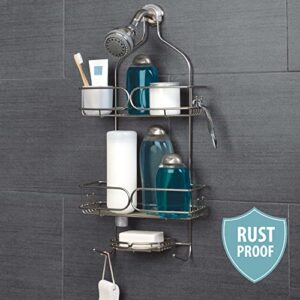 Zenna Home Rustproof Hanging Over-the-Shower Caddy, with Inverted Bottle Storage, Soap Dish, Razor Hooks and Storage Cup, Stainless Steel