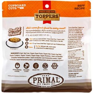 Primal Cupboard Cuts Freeze Dried Raw Cat Food & Dog Food Topper, Grain Free Meal Mixer for Dogs & Cat (Beef, 3.5 oz)