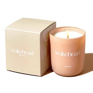 wakeheart premium soy coconut wax candle, natural non-toxic, highly scented, vegan, cinnamon amber vanilla fragrance w/cotton wick in decorative glass jar, hand poured, 8oz 55 hour clean burn time