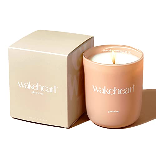 Wakeheart Premium Soy Coconut Wax Candle, Natural Non-Toxic, Highly Scented, Vegan, Cinnamon Amber Vanilla Fragrance w/Cotton Wick in Decorative Glass Jar, Hand Poured, 8oz 55 Hour Clean Burn Time