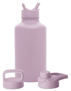 simple modern water bottle with straw, handle, and chug lid vacuum insulated stainless steel metal thermos bottles | half gallon leak proof bpa-free flask | summit collection | 64oz, lavender mist
