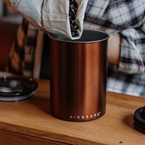 Airscape Stainless Steel Coffee Canister & Scoop Bundle - Food Storage Container - Patented Airtight Lid Pushes Out Excess Air - Preserve Food Freshness (Medium, Brushed Copper & Brushed Steel Scoop)