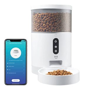 geeni smart feeder, 4 liter automatic pet dog and cat feeder, wi-fi control compatible with alexa and google home