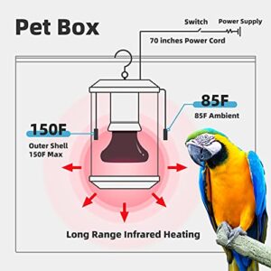 SYSAI Smart Pet Heater with Auto Temperature Control, for Bird, Turtle, Snakes, Lizard, Frogs, Chicks, Cat, Anti-bite Power Cord Protector (Large_100W)