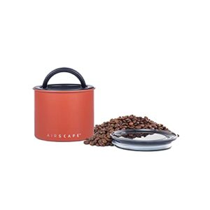 Airscape Stainless Steel Coffee Canister & Scoop Bundle - Food Storage Container - Patented Airtight Lid Pushes Out Excess Air - Preserve Food Freshness (Small, Matte Red Rock & Brushed Steel Scoop)