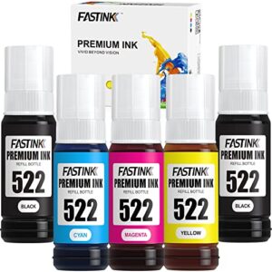 fastink compatible t522 522 refill ink bottle for 522 t522 for et-2720 et-2800 et-2803 et-2710 et-4700 et-4800 et-1110, 5-pack