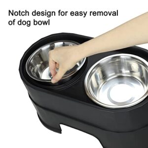 MASOCAT Raised Dog Bowls,Stainless Steel Dog Food Dish and Pet Water Bowls,Elevated Height Adjustable Double Bowl with Stand for Small Medium Dogs and Cats (Black)