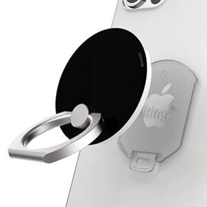 iring pop, made in korea, wireless charging friendly phone holder - cell phone ring grip finger holder and stand compatible with iphone 12,13 & 14 series, galaxy, and other smartphones (black)