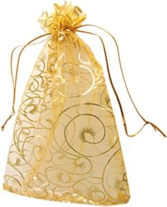 yansanido wedding favors small gift bags, 200pcs 3.9x4.7 inch (10x12cm) gold organza bags for party favor bags small business candy bags mesh bag (200 pcs gold, 3.9 inch x 4.7 inch)