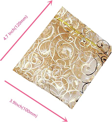 Yansanido Wedding Favors Small Gift Bags, 200pcs 3.9x4.7 Inch (10x12cm) Gold Organza Bags for Party Favor Bags Small Business Candy Bags Mesh Bag (200 Pcs Gold, 3.9 inch x 4.7 inch)