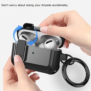 Airpods Pro Case Cover Men Lock with Cleaning Kit, GARTOO Protective Cover with Cleaning Pen Compatible with Airpod Pro Case, Shockproof Rugged Shell for Air Pods Pro 2019 Charging Case (Black)