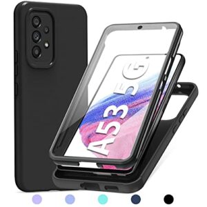 pujue for samsung galaxy a53 5g case: shockproof protective phone cases - soft silicone tpu slim cell shell - cute durable rugged matte phone covers (black)