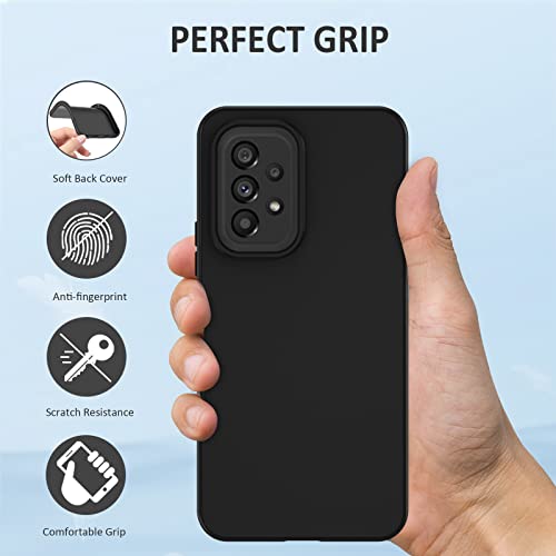 PUJUE for Samsung Galaxy A53 5G Case: Shockproof Protective Phone Cases - Soft Silicone TPU Slim Cell Shell - Cute Durable Rugged Matte Phone Covers (Black)