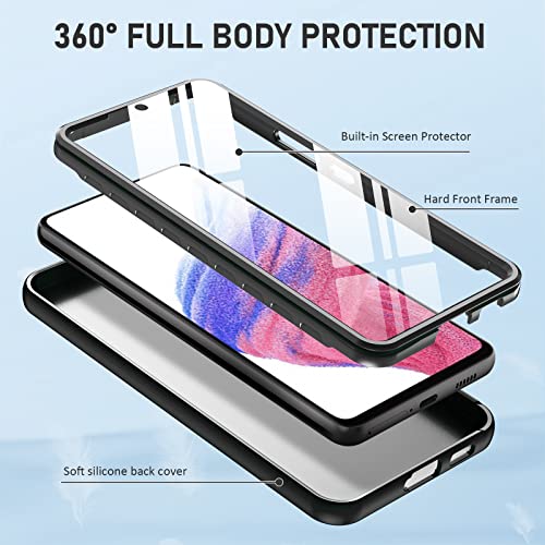 PUJUE for Samsung Galaxy A53 5G Case: Shockproof Protective Phone Cases - Soft Silicone TPU Slim Cell Shell - Cute Durable Rugged Matte Phone Covers (Black)