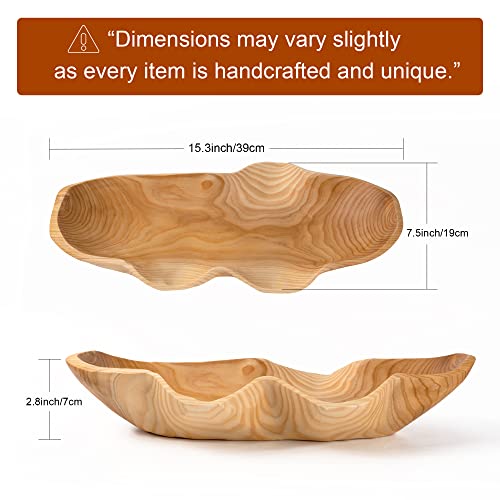 tiamdear Wooden Dough Bowl, Long Decorative Bowls For Home Decor, Home Decorative Centerpiece, 16” Long Wooden Decorative Bowl, Great As Fruit Bowl, Driftwood Bowl, Farmhouse Decor