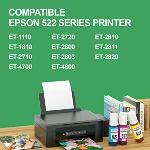 FASTINK Compatible Epson T522 522 Refill Ink Bottle Work with EcoTank ET-2720, ET-2800,ET-2803,ET-4800,ET-4700 Printer for Epson 522 Ink Bottle Refill Combo, 4 Pack
