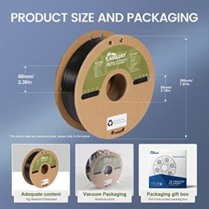 KINLUOT PETG Filament 1.75mm 3D Printer Filament, Easy to Print, Dimensional Accuracy +/- 0.03 mm, 1kg Cardboard Spool (2.2lbs), Fit Most FDM Printer (Black)