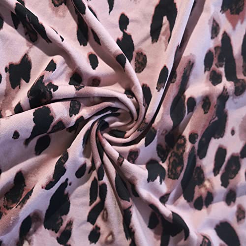 Cheetah Texture Illustration Exotic Fauna Inspired Pattern Light Pink ITY Soft Stretch Knit Printed Fabric 4-Way Fabric for Garment and DIY Sewing Crafts,Fabric by The Yard