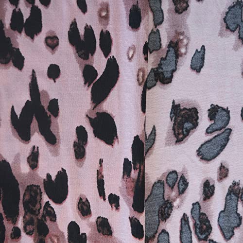 Cheetah Texture Illustration Exotic Fauna Inspired Pattern Light Pink ITY Soft Stretch Knit Printed Fabric 4-Way Fabric for Garment and DIY Sewing Crafts,Fabric by The Yard