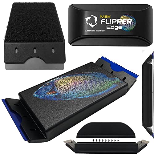 FL!PPER Flipper EDGE MAX Tang Limited Edition Floating Magnetic Aquarium Cleaner | 2-In-1 Dual Blade Scrubber & Scraper Tools for Efficient Fish Tank Glass & Acrylic Surface Maintenance