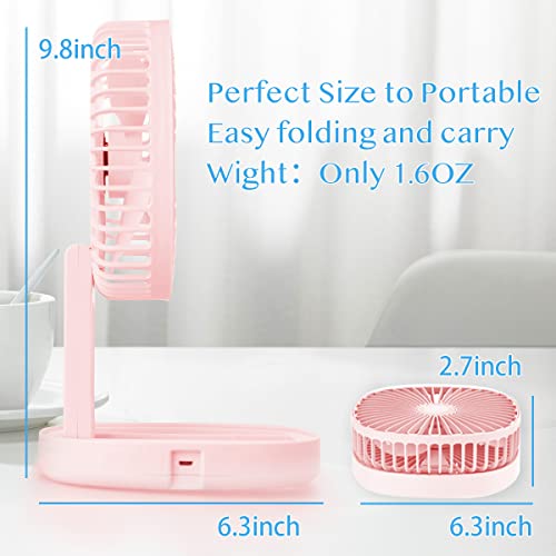 DEPOZA 7 Inch Travel Fan, Portable Folding Desk Fan with 3 Speeds, 185° Rotation, Battery Operated & Rechargeable, Quiet Small Table Fan for Bedroom, Office