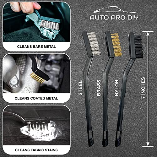 AUTO PRO DIY 11 Piece Car Detailing Kit Set - Car Wheels, Exterior, Interior Cleaning Detail Supplies - Boars Hair, Stainless Steel Wire, Duster Brushes, APD-101