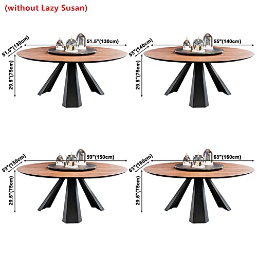 LAKIQ Minimalist Dining Table Brown Kitchen Table Solid Wood Round Table Metal Legs-Without Lazy Susan(63" L x 63" W x 29.5" H)