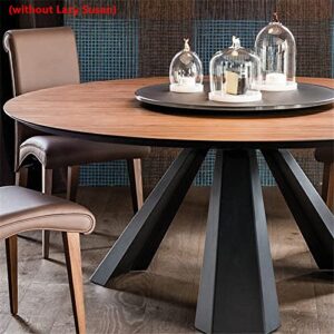 LAKIQ Minimalist Dining Table Brown Kitchen Table Solid Wood Round Table Metal Legs-Without Lazy Susan(63" L x 63" W x 29.5" H)