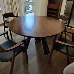 LAKIQ Minimalist Dining Table Brown Kitchen Table Solid Wood Round Table Metal Legs-Without Lazy Susan(63" L x 63" W x 29.5" H)