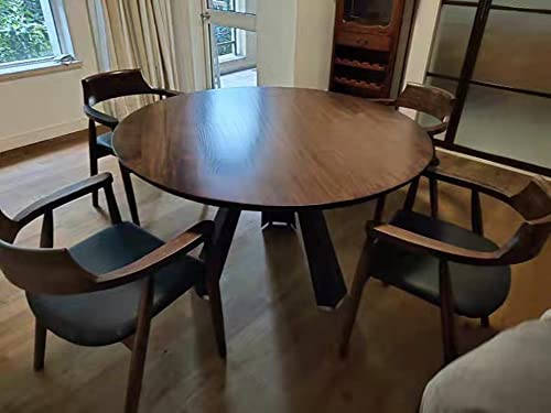 LAKIQ Minimalist Dining Table Brown Kitchen Table Solid Wood Round Table Metal Legs-Without Lazy Susan(63" L x 63" W x 29.5" H)