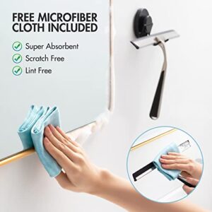 TAILINK Shower Squeegee for Glass Doors, Window Squeegee with One Suction Cup Holder and Fine Microfiber Cloths for Glass, 10-Inch Stainless Steel Squeegee for Barthroom, Shower Door, Glass, Window…