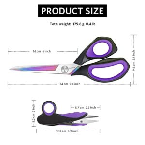 Asdirne Professional Fabric Scissors Set, Titanium Coating Sewing Scissors, Ultra-Sharp Blade Tailor Scissors, Ergonomic Rubber Handle, Great for Craft, Sewing and Daily Use, 9.4"/5”, Set of 2