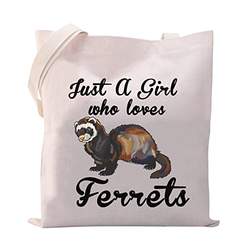 VAMSII Ferret Tote Bag Ferret Gifts for Ferret Lovers Ferret Owner Gifts just a Girl who Loves Ferrets Shoulder Bag(Ferret Tote Bag)