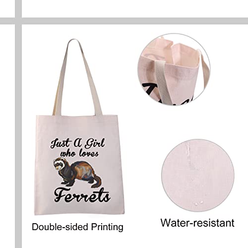 VAMSII Ferret Tote Bag Ferret Gifts for Ferret Lovers Ferret Owner Gifts just a Girl who Loves Ferrets Shoulder Bag(Ferret Tote Bag)