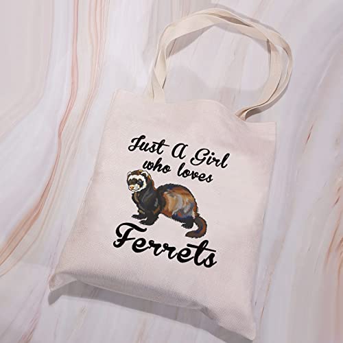 VAMSII Ferret Tote Bag Ferret Gifts for Ferret Lovers Ferret Owner Gifts just a Girl who Loves Ferrets Shoulder Bag(Ferret Tote Bag)