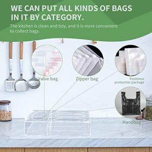 Acrylic Ziplock Food Bag Storage Organizer Acrylic Baggie Organizer, Acrylic Kitchen Drawer Baggie Box For Gallon Quart Sandwich Snack, Compatible With Variety Size Ziplock Bags Dispenser (Clear)