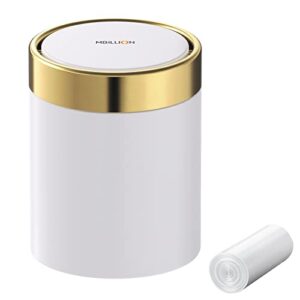mini trash can with lid, desktop small trash can recycling bin cute metal garbage can for tabletop countertop use,stainless steel 0.4gal/1.5l waste bin for office parlor car bedroom,swing lid open