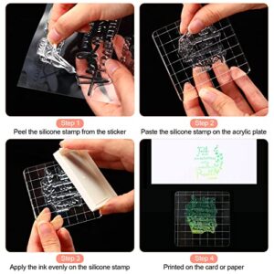 8 Pcs Christian Bible Verse Clear Rubber Stamps for Crafting, 6 Sheets Christian Bible Verse Clear Rubber Stamp and 2 Pcs Acrylic Stamp Blocks with Grid Line for DIY Journaling Card Making