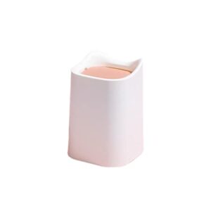 mini desktop trash can with type lid, cat ears small waste garbage basket bin for desk office kitchen, colorful plastic trash with 2 rolls of trash bags (white)